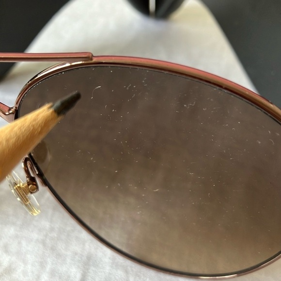 Kate Spade:Rose Gold Aviator (Joshelle) Sunglasses-case & cloth-brown lens-flaws - Picture 14 of 16